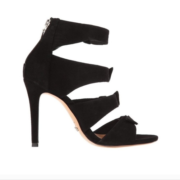 Schatz Black Suede Miranda Bow Heels - 7.5B - Picture 4 of 15